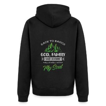 Wald Berg Umweltschutz - Unisex Premium Bio Zip Hoodie - Schwarz - Hinten - Nico (187cm)