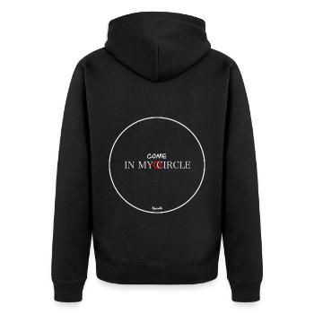 Come in my Cricle Design Orginal Mikeavelli Art - Unisex Premium Bio Zip Hoodie - Schwarz - Hinten - Nico (187cm)
