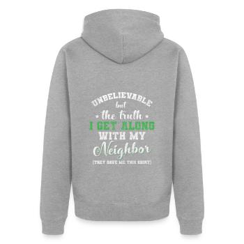 Neighbors Humor Village Apartment - Unisex Premium Organic Zip Hoodie - heather grey - Back - Nico (187cm)