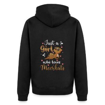Erdmännchen Gruppe - Unisex Premium Bio Zip Hoodie - Schwarz - Hinten - Nico (187cm)