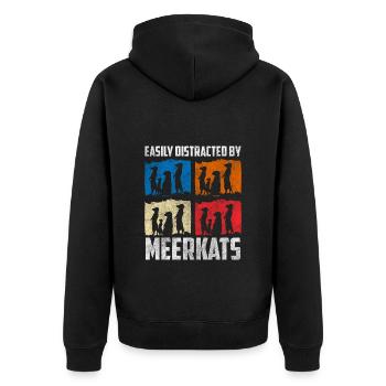 Wildtier Zoo Querstreifen - Unisex Premium Bio Zip Hoodie - Schwarz - Hinten - Nico (187cm)