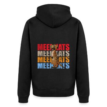 Erdmännchen Zoo Niedlich - Unisex Premium Bio Zip Hoodie - Schwarz - Hinten - Nico (187cm)