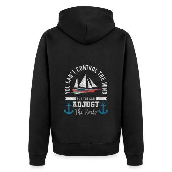 Sailing Ocean - Unisex Premium Organic Zip Hoodie - black - Back - Nico (187cm)