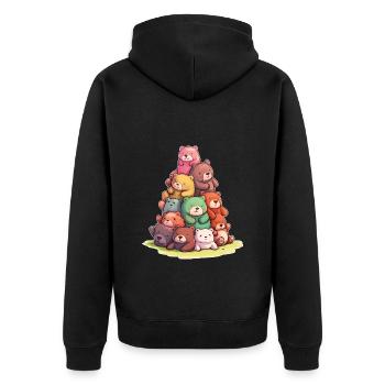 Funny teddy bears Colorful bears - Unisex Premium Organic Zip Hoodie - black - Back - Nico (187cm)