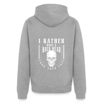 Bald Head Hairless Haircut - Unisex Premium Organic Zip Hoodie - heather grey - Back - Nico (187cm)