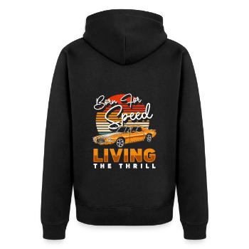 Motorsport Tuner Burnout Rennfahrer - Unisex Premium Bio Zip Hoodie - Schwarz - Hinten - Nico (187cm)