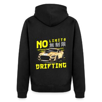 Driften Auto Quer - Unisex Premium Bio Zip Hoodie - Schwarz - Hinten - Nico (187cm)