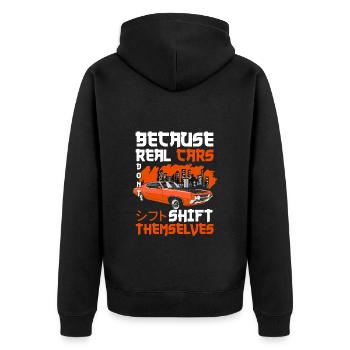 Drifting Sportwagen Burnout Motor - Unisex Premium Bio Zip Hoodie - Schwarz - Hinten - Nico (187cm)