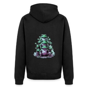 Funny frogs - Unisex Premium Organic Zip Hoodie - black - Back - Nico (187cm)