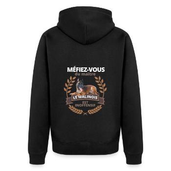 Méfiez-vous du maître le malinois est innofensif - Veste à capuche bio Premium Unisexe - noir - Dos - Nico (187cm)