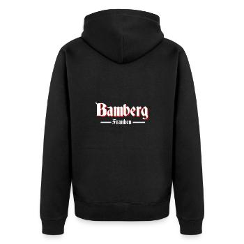 Bamberg - Unisex Premium Bio Zip Hoodie - Schwarz - Hinten - Nico (187cm)
