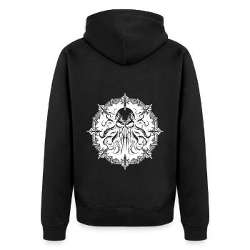 Cthulhu emblem Ancient entity - Unisex Premium Organic Zip Hoodie - black - Back - Nico (187cm)