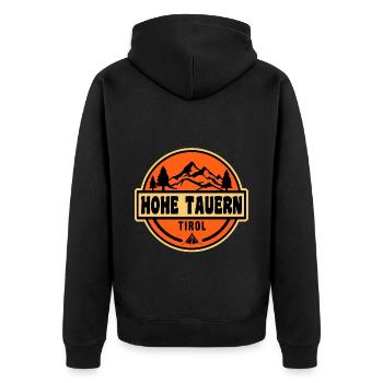 Hohe Tauern - Unisex Premium Bio Zip Hoodie - Schwarz - Hinten - Nico (187cm)