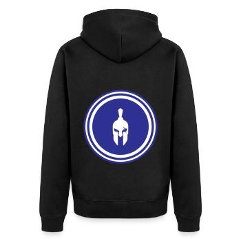 Spartaner Helm - Unisex Premium Bio Zip Hoodie - Schwarz - Hinten - Nico (187cm)