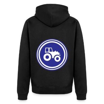 Tractor Symbol - Unisex Premium Organic Zip Hoodie - black - Back - Nico (187cm)