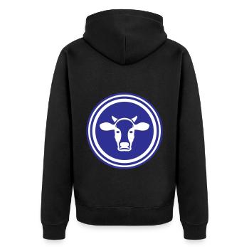 Kuh Kopf Symbol - Unisex Premium Bio Zip Hoodie - Schwarz - Hinten - Nico (187cm)