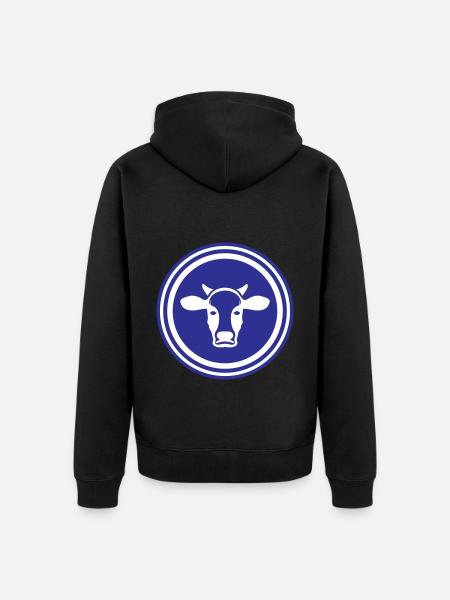 Cow Head Symbol - Unisex Premium Organic Zip Hoodie - black