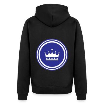 Krone Symbol - Unisex Premium Bio Zip Hoodie - Schwarz - Hinten - Nico (187cm)