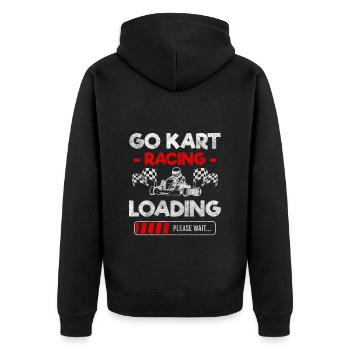 Kart Motorsport Rennsport - Unisex Premium Bio Zip Hoodie - Schwarz - Hinten - Nico (187cm)