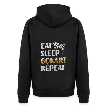 Gokart Kartbahn Karting - Unisex Premium Bio Zip Hoodie - Schwarz - Hinten - Nico (187cm)