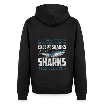 Dents de pêcheur sous-marin de requin - Veste à capuche bio Premium Unisexe - noir - Dos - Nico (187cm)