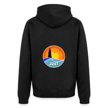 Ostsee Leuchtturm Juist - Unisex Premium Bio Zip Hoodie - Schwarz - Hinten - Nico (187cm)