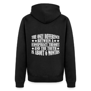 The Only Difference Between A Conspiracy 12 - Unisex Premium Bio Zip Hoodie - Schwarz - Hinten - Nico (187cm)