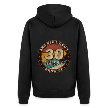 30th Anniversary Gift Retro 30th Birthday - Unisex Premium Organic Zip Hoodie - black - Back - Nico (187cm)