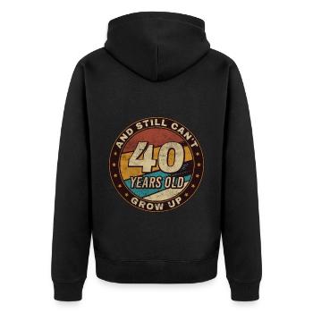 40 Jahre Geburtstag Geschenk Retro 40. Geburtstag - Unisex Premium Bio Zip Hoodie - Schwarz - Hinten - Nico (187cm)