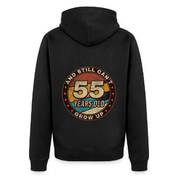 55th Anniversary Gift Retro 55th Birthday - Unisex Premium Organic Zip Hoodie - black - Back - Nico (187cm)