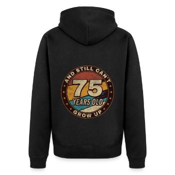 75th Anniversary Gift Retro 75th Birthday - Unisex Premium Organic Zip Hoodie - black - Back - Nico (187cm)