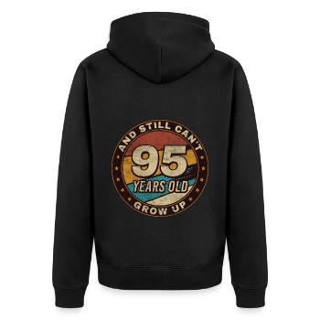 95 Jahre Geburtstag Geschenk Retro 95. Geburtstag - Unisex Premium Bio Zip Hoodie - Schwarz - Hinten - Nico (187cm)
