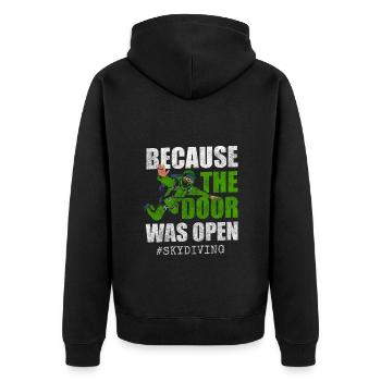 Fallschirmspringer Sprung Freifall Base Jump - Unisex Premium Bio Zip Hoodie - Schwarz - Hinten - Nico (187cm)