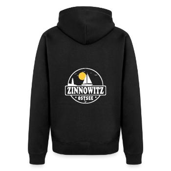 Zinnowitz - Unisex Premium Bio Zip Hoodie - Schwarz - Hinten - Nico (187cm)
