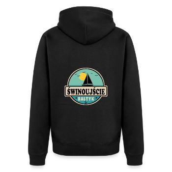 Swinemünde polnisch - Unisex Premium Bio Zip Hoodie - Schwarz - Hinten - Nico (187cm)