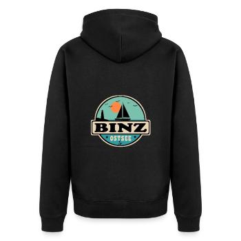 Binz - Unisex Premium Bio Zip Hoodie - Schwarz - Hinten - Nico (187cm)