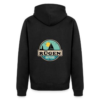 Rügen - Unisex Premium Bio Zip Hoodie - Schwarz - Hinten - Nico (187cm)