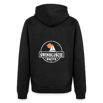 Swinemünde polnisch - Unisex Premium Bio Zip Hoodie - Schwarz - Hinten - Nico (187cm)