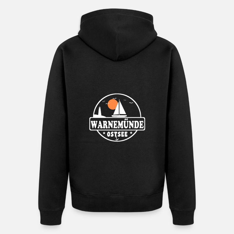 Warnemünde - Unisex Premium Bio Zip Hoodie - Schwarz