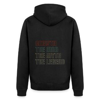 Coffee Profession Espresso - Unisex Premium Organic Zip Hoodie - black - Back - Nico (187cm)