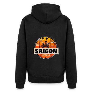 Saigon Vietnam - Unisex Premium Bio Zip Hoodie - Schwarz - Hinten - Nico (187cm)