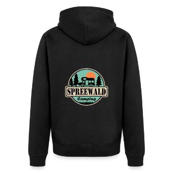 Spreewald Camping - Unisex Premium Bio Zip Hoodie - Schwarz - Hinten - Nico (187cm)