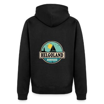 Nordsee Segelboot Leuchtturm Helgoland - Unisex Premium Bio Zip Hoodie - Schwarz - Hinten - Nico (187cm)