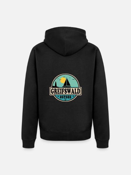 Greifswald - Unisex Premium Bio Zip Hoodie - Schwarz