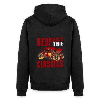 Automobil Mechaniker Alt - Unisex Premium Bio Zip Hoodie - Schwarz - Hinten - Nico (187cm)