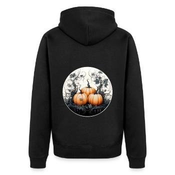 Kürbisse Halloween - Unisex Premium Bio Zip Hoodie - Schwarz - Hinten - Nico (187cm)