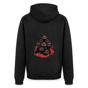 Schwarze Katzen - Unisex Premium Bio Zip Hoodie - Schwarz - Hinten - Nico (187cm)
