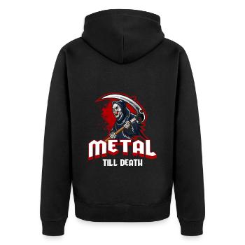 Metal Gitarre Rock Hardrock - Unisex Premium Bio Zip Hoodie - Schwarz - Hinten - Nico (187cm)