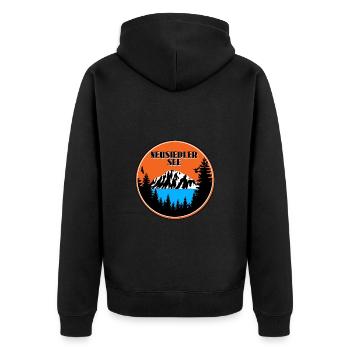 Neusiedler See - Unisex Premium Bio Zip Hoodie - Schwarz - Hinten - Nico (187cm)