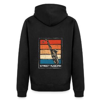 Musik Musikinstrument Entertainer - Unisex Premium Bio Zip Hoodie - Schwarz - Hinten - Nico (187cm)